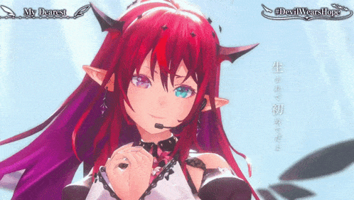 a devil wears hope poster with a red haired anime girl