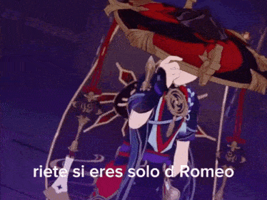 a cartoon character with the words riete si eres solo d romeo written below him
