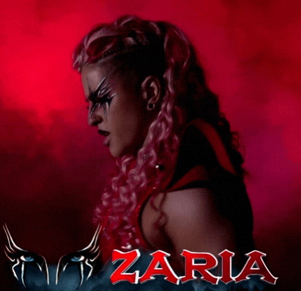 a picture of a woman with the name zaria written on it