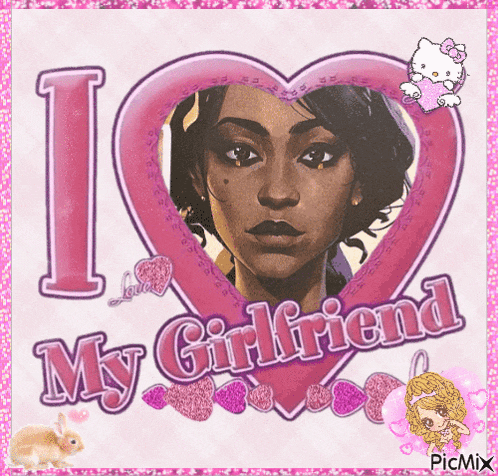 a picture of a woman in a heart with the words i love my girlfriend