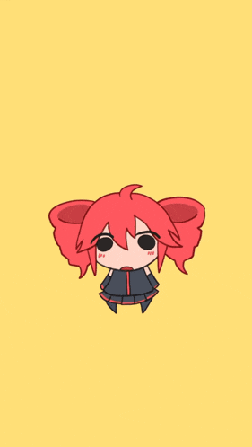 a cartoon drawing of a girl with red hair and black clothes