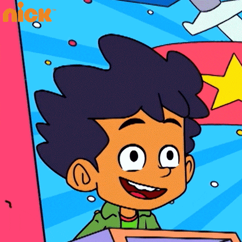 a cartoon of a boy with the word nick on the bottom right