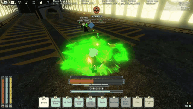a screenshot of a video game that says in danger on the bottom