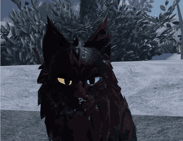 a computer generated image of a wolf with yellow eyes