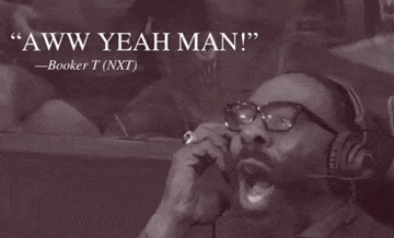 a black and white photo of a man wearing headphones and a quote from booker t