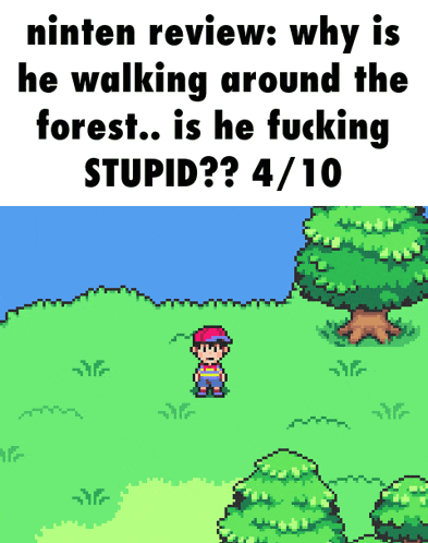 a nintendo review of why is he walking around the forest is he fucking stupid 4 10