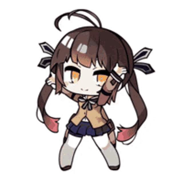 a cartoon of a girl with long brown hair and a bow in her hair .