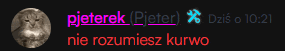 a blurred image of a cat with the name pieterek written in pink