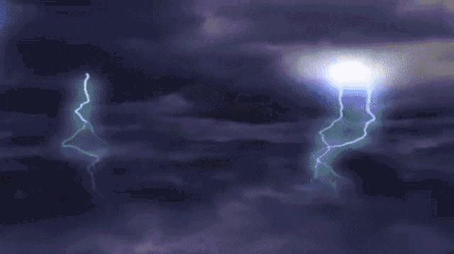 a painting of a lightning storm with a star in the middle