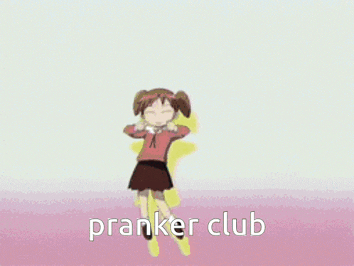 a picture of a girl flying with the words pranker club below