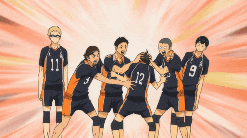 a group of volleyball players with the number 12 on their backs