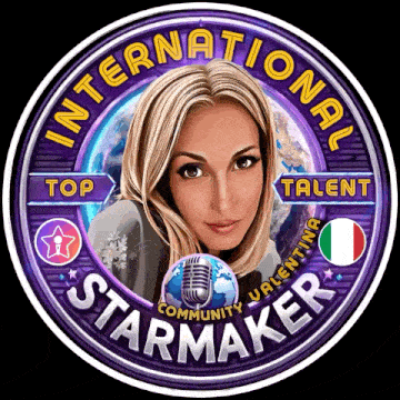 an international starmaker logo with a picture of a woman in the center