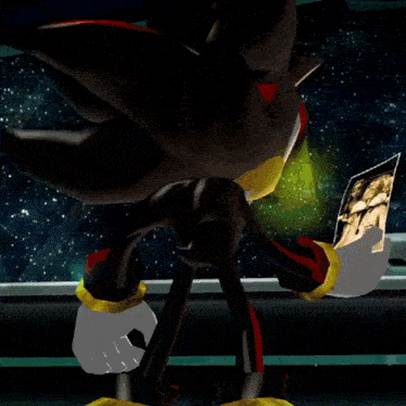 a video game scene with a red object in the foreground and a green object in the background