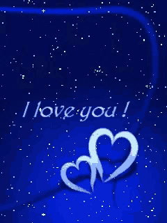 a blue background with white hearts and the words i love you