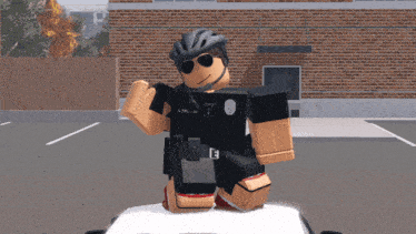 a roblox character wearing a helmet and sunglasses