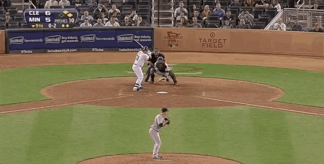 a baseball game is underway and the score is cle 6 min 5