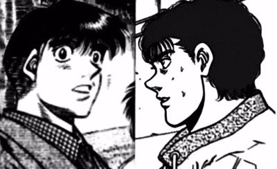 a black and white drawing of a man 's face next to another drawing of the same man 's face