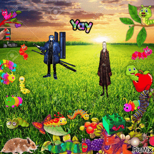 a picture of a field with the word yay on the top