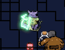 a pixel art drawing of a monster with a lightning bolt coming out of it 's mouth