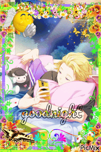 a picture of a girl laying on a bed with the words goodnight written on it