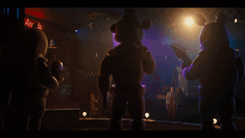 five nights at freddy 's freddy playing a guitar and chica playing a guitar