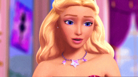 a close up of a barbie doll wearing a necklace