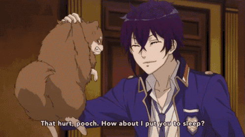a man petting a dog with the words that hurt pooch
