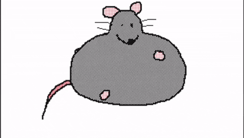 a pixel art drawing of a mouse with a large belly