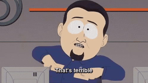a cartoon character from south park is talking about something terrible .