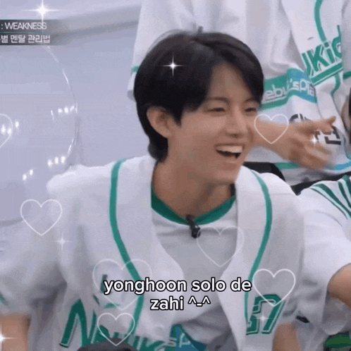 yonghoon solo de zahi is written on a picture of a young man