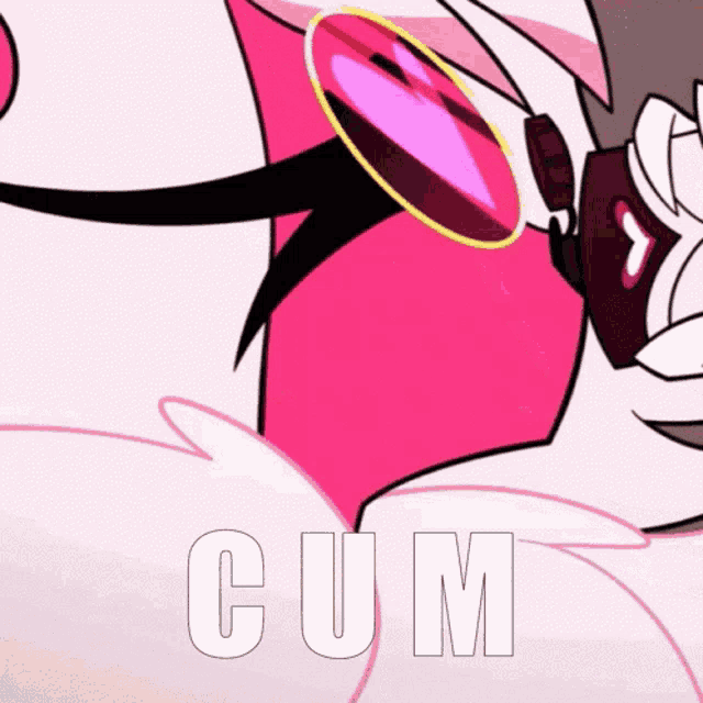 a picture of a cartoon character with the word cum in white letters
