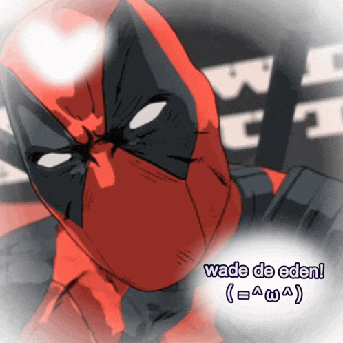 a drawing of deadpool with the words wade de eden