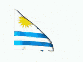 a blue and white striped flag with a yellow star on it