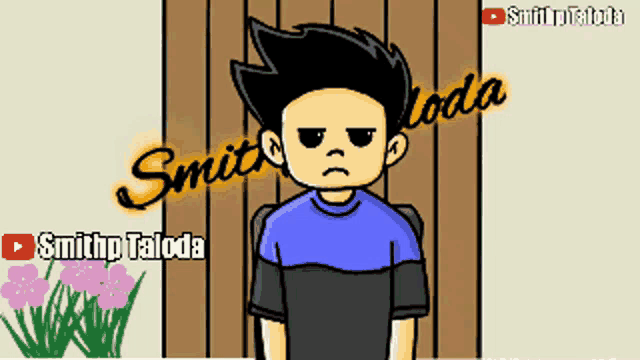 a cartoon of a boy with the name smithp taloda on the bottom