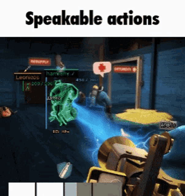a video game with the words speakable actions on the bottom