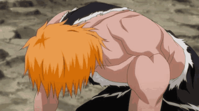 a cartoon character with orange hair is laying on his back