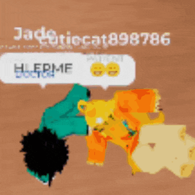 a cartoon character is laying on the floor with a speech bubble that says hlepve