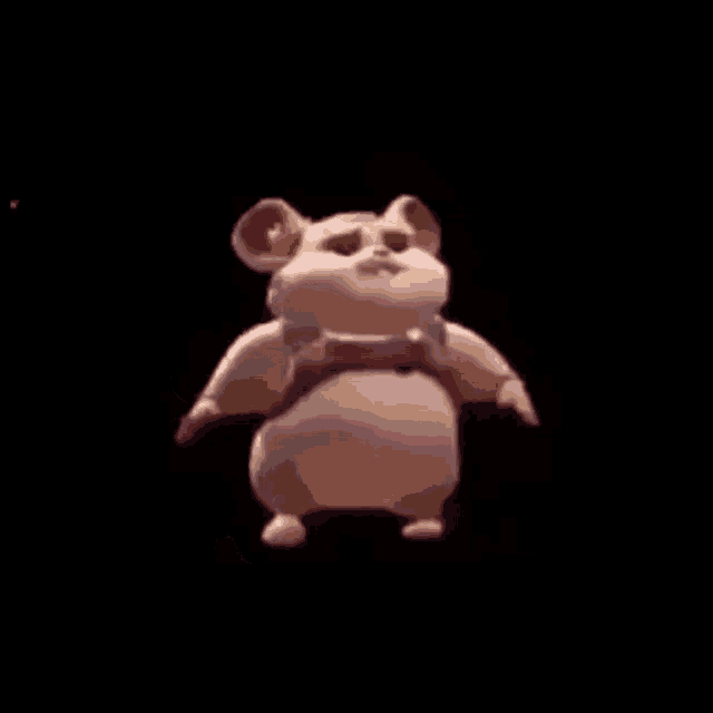 a hamster is dancing on a black background in a cartoon .