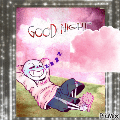a picture of a skeleton laying down with the words good night