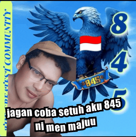 a picture of a man with a bald eagle and the number 845