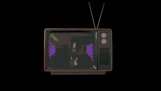 a television screen shows a woman holding a purse and the words global audio shop