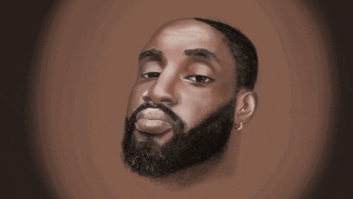 a drawing of a man with a beard and earrings on his ears