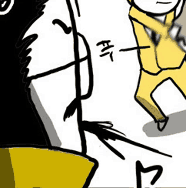 a cartoon of a man in a yellow suit and tie
