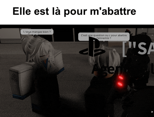 a screenshot of a video game with the words elle est la pour m'abattre at the top