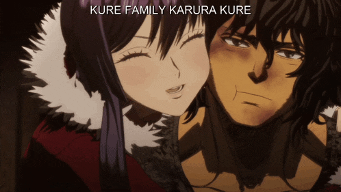 a picture of a man and a woman with the words kure family karura kure on the bottom
