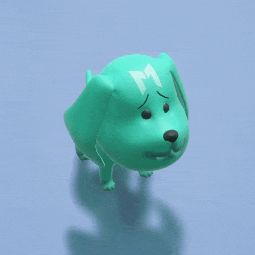 a 3d model of a green cartoon dog