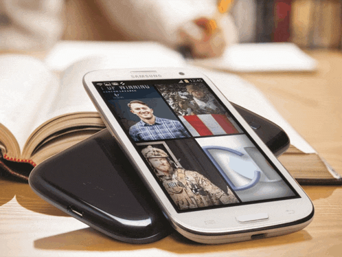 a samsung phone is displaying a collage of pictures