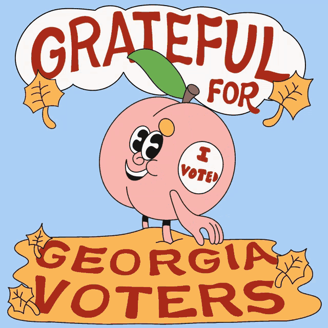 a peach with a sticker that says i voted on it