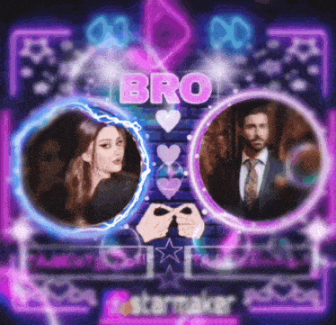 a picture of a man and a woman with bro written on the top