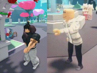 a girl and a man are dancing in a video game